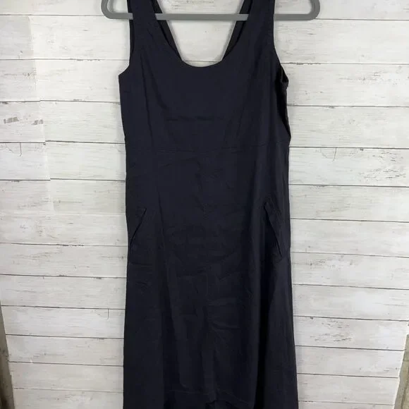 Eileen Fisher Navy Linen Blend Pocket Front Tank Dress - Picture 1 of 4